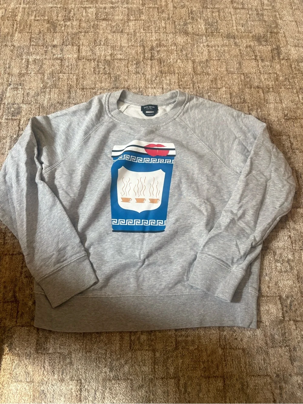 kate spade Gray Crewneck Sweatshirt with Blue and Red Graphic